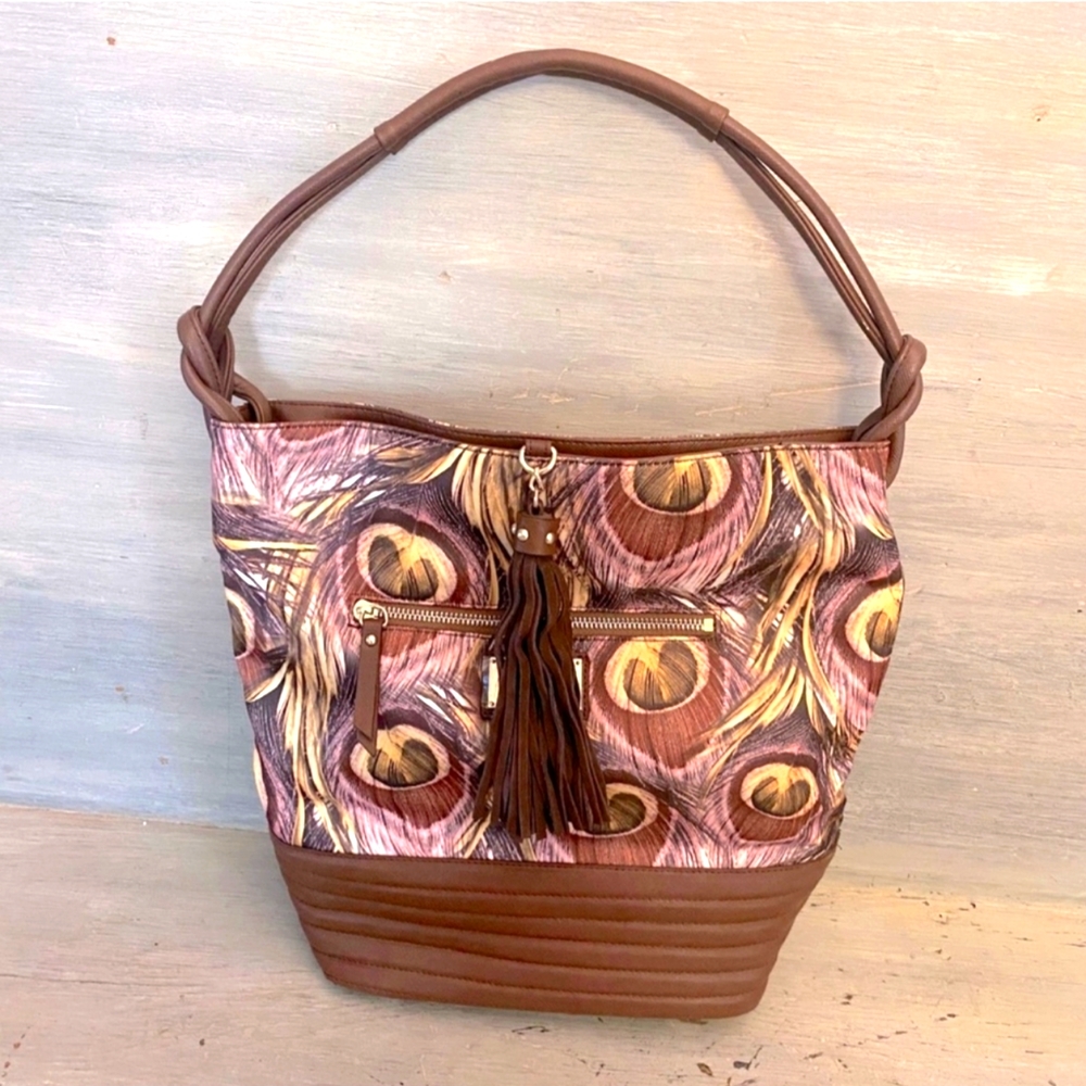 SHARIF LARGE PURSE PEACOCK  FEATHER PRINT
